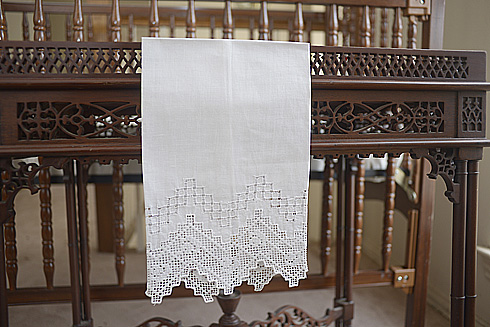 Fancy Hemstiting & English Embroidered Guest Towel